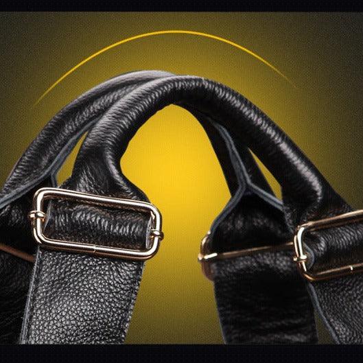 Large Elegant Cowhide Leather Shoulder Bag with Leopard Print Accent, Fashion Leather Handbag - Alexel Crafts