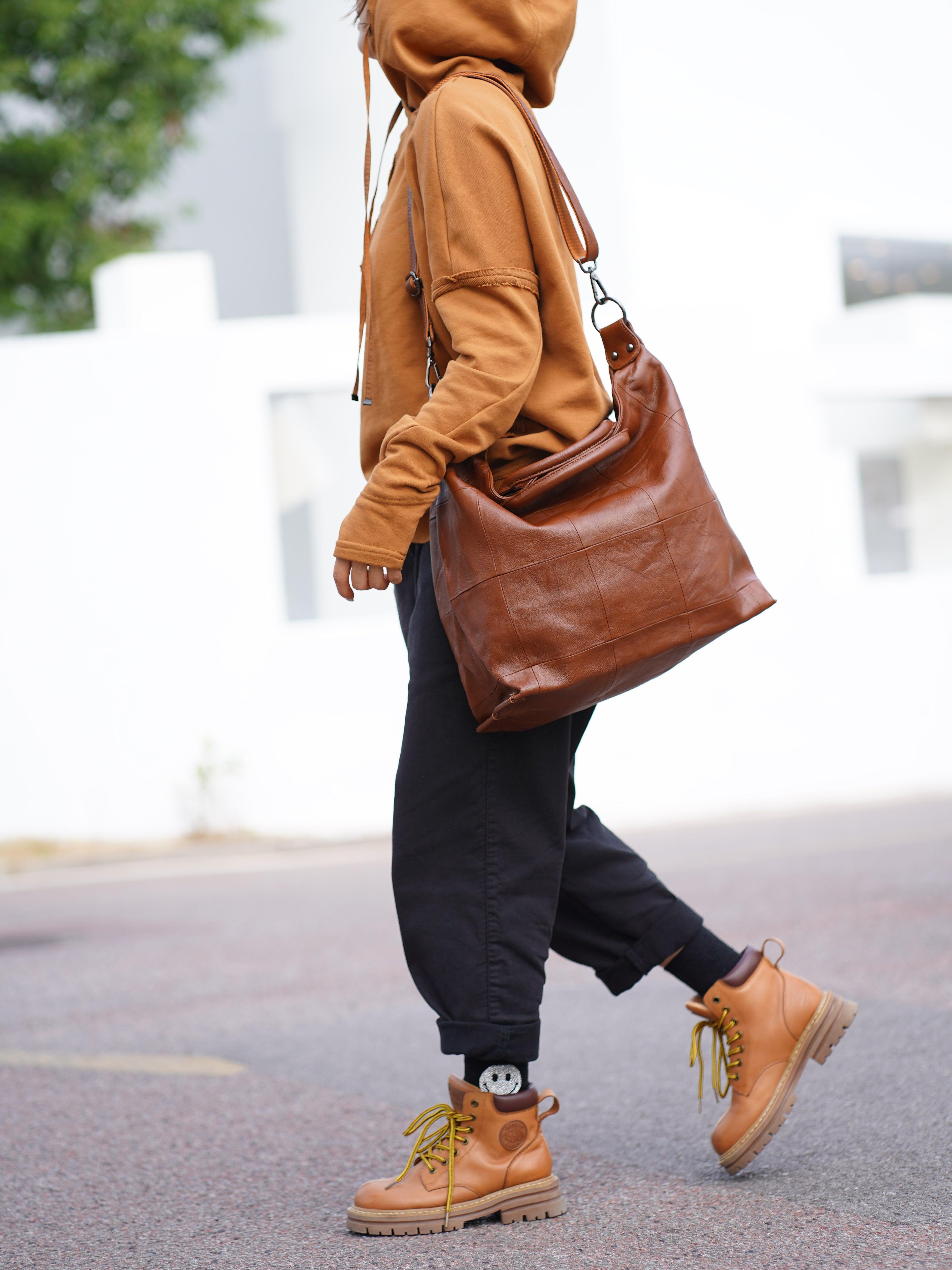 Leather tote bag for women large leather tote bag laptop work bag leather purse handbag leather shoulder bag Christmas gift for Her/Him - Alexel Crafts