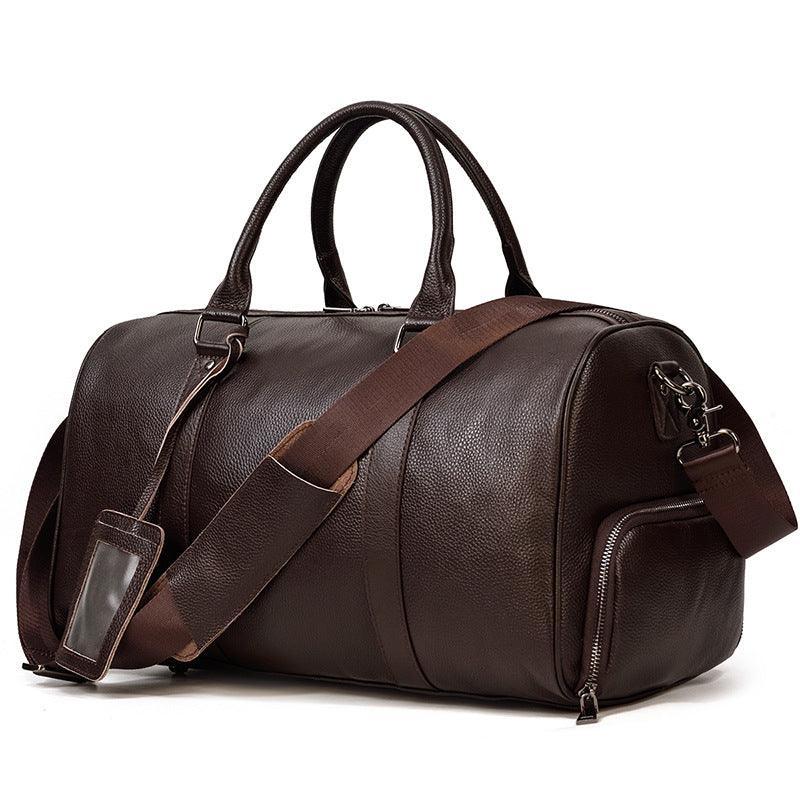 Men's or Women's Crossbody Bag Travelling, Premium Leather Travel Duffel Bag | Carry-All Duffel - Handcrafted Waterproof Gym Carry-On with Shoe Compartment Coffee
