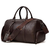 Men's or Women's Crossbody Bag Travelling, Premium Leather Travel Duffel Bag | Carry-All Duffel - Handcrafted Waterproof Gym Carry-On with Shoe Compartment Coffee