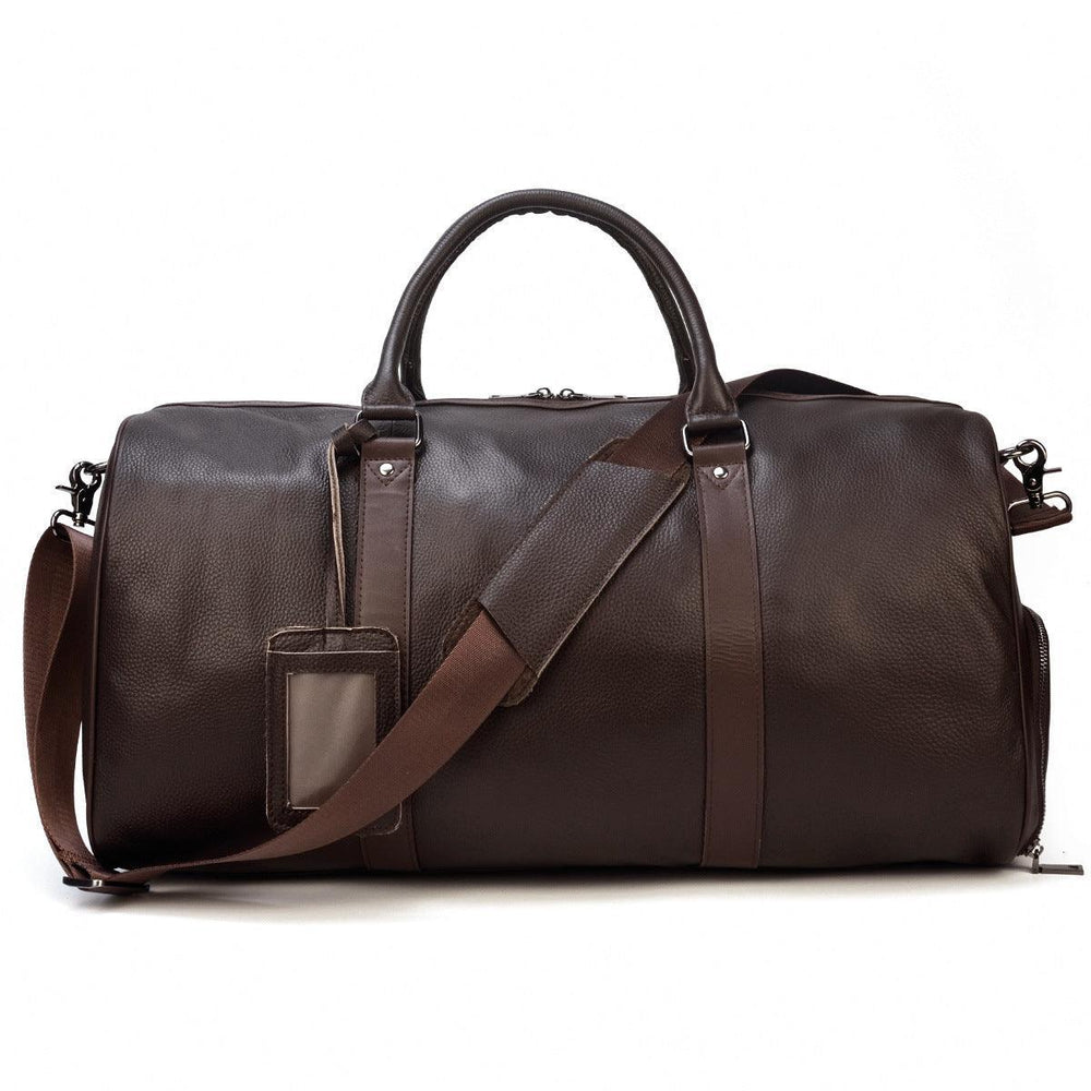 Men's or Women's Crossbody Bag Travelling, Premium Leather Travel Duffel Bag | Carry-All Duffel - Handcrafted Waterproof Gym Carry-On with Shoe Compartment Coffee