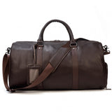 Men's or Women's Crossbody Bag Travelling, Premium Leather Travel Duffel Bag | Carry-All Duffel - Handcrafted Waterproof Gym Carry-On with Shoe Compartment Coffee