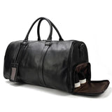 Men's or Women's Premium Leather Travel Duffel Bag | Carry-All Duffel - Handcrafted Waterproof Gym Carry-On with Shoe Compartment, - Alexel Crafts