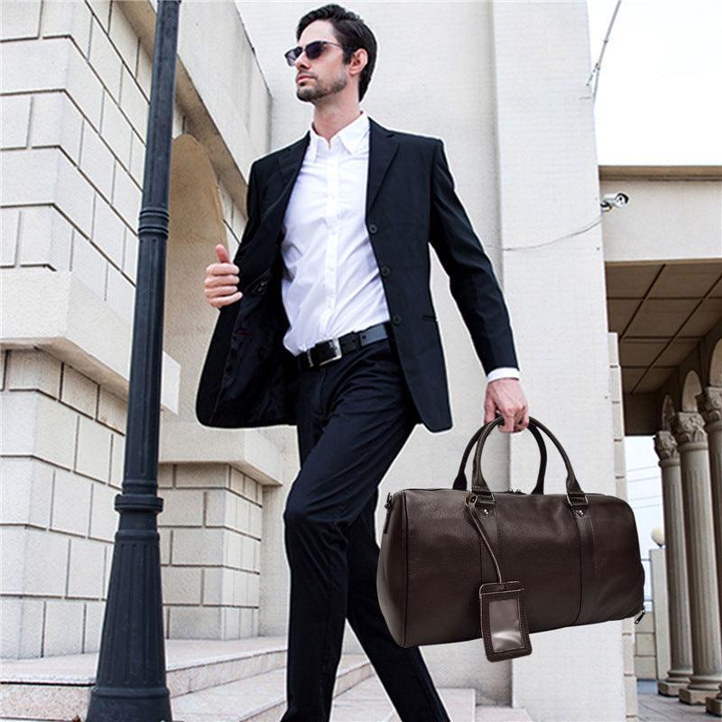 Men's or Women's Crossbody Bag Travelling, Premium Leather Travel Duffel Bag | Carry-All Duffel - Handcrafted Waterproof Gym Carry-On with Shoe Compartment Coffee