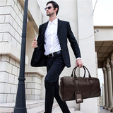 Men's or Women's Crossbody Bag Travelling, Premium Leather Travel Duffel Bag | Carry-All Duffel - Handcrafted Waterproof Gym Carry-On with Shoe Compartment Coffee