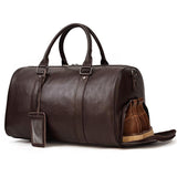 Men's or Women's Crossbody Bag Travelling, Premium Leather Travel Duffel Bag | Carry-All Duffel - Handcrafted Waterproof Gym Carry-On with Shoe Compartment Coffee