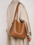 Minimalist Genuine Leather Bucket Bag | Leather Shoulder Bag, Chic Crossbody Bag, Gift for Her - Alexel Crafts