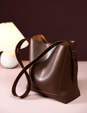 Minimalist Genuine Leather Bucket Bag | Leather Shoulder Bag, Chic Crossbody Bag, Gift for Her - Alexel Crafts