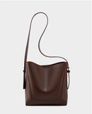 Minimalist Genuine Leather Bucket Bag | Leather Shoulder Bag, Chic Crossbody Bag, Gift for Her - Alexel Crafts