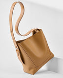 Minimalist Genuine Leather Bucket Bag | Leather Shoulder Bag, Chic Crossbody Bag, Gift for Her - Alexel Crafts