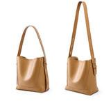 Minimalist Genuine Leather Bucket Bag | Leather Shoulder Bag, Chic Crossbody Bag, Gift for Her - Alexel Crafts