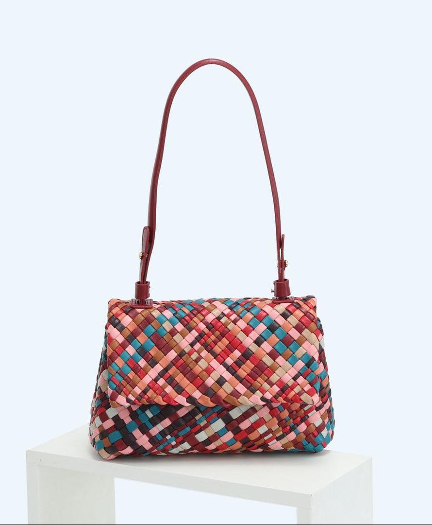 Multiple Colour Lambskin Hobo Bag, Large Handcrafted Woven Leather Shoulder Bag - Alexel Crafts