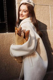 Oversize Double-Sided Wool Diamond Button Coat - Alexel Crafts