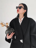 Oversize Double-Sided Wool Diamond Button Coat - Alexel Crafts