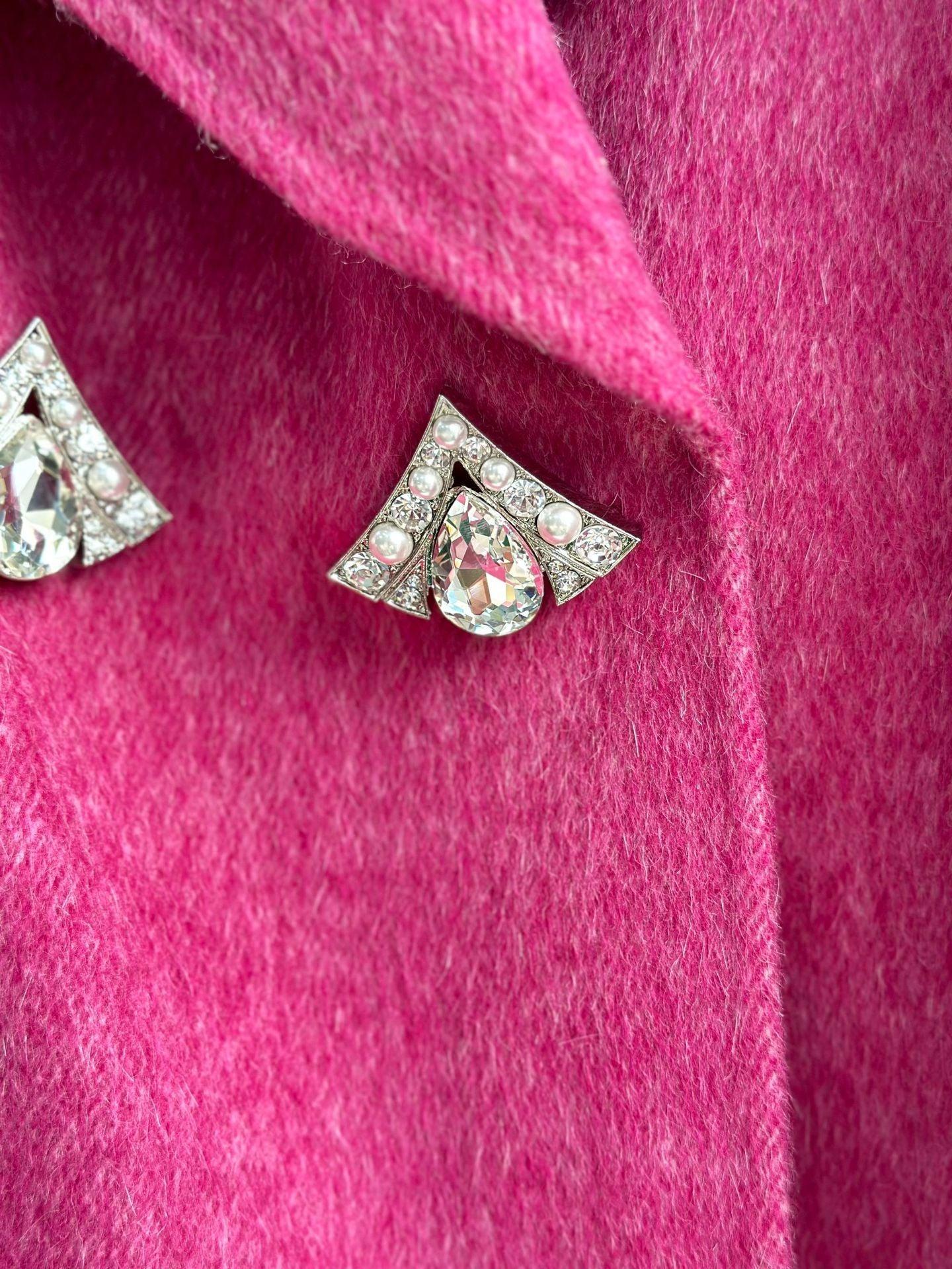 Oversize Double-Sided Wool Diamond Button Coat - Alexel Crafts