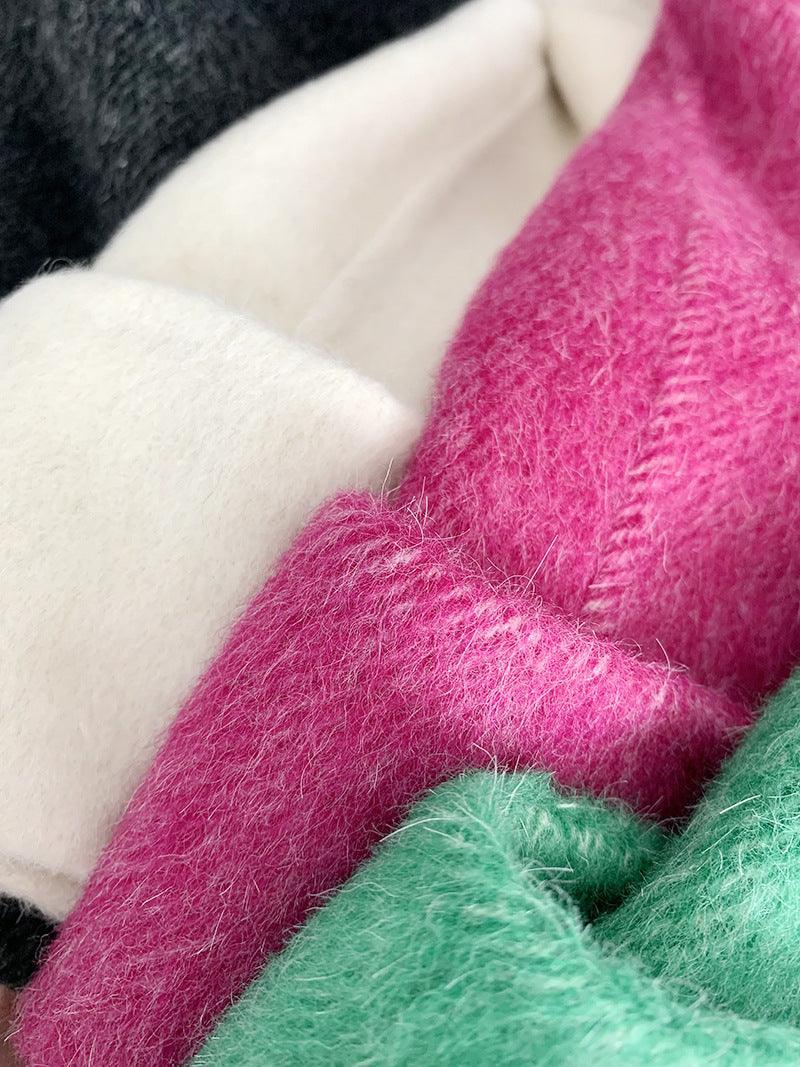 Oversize Double-Sided Wool Diamond Button Coat - Alexel Crafts