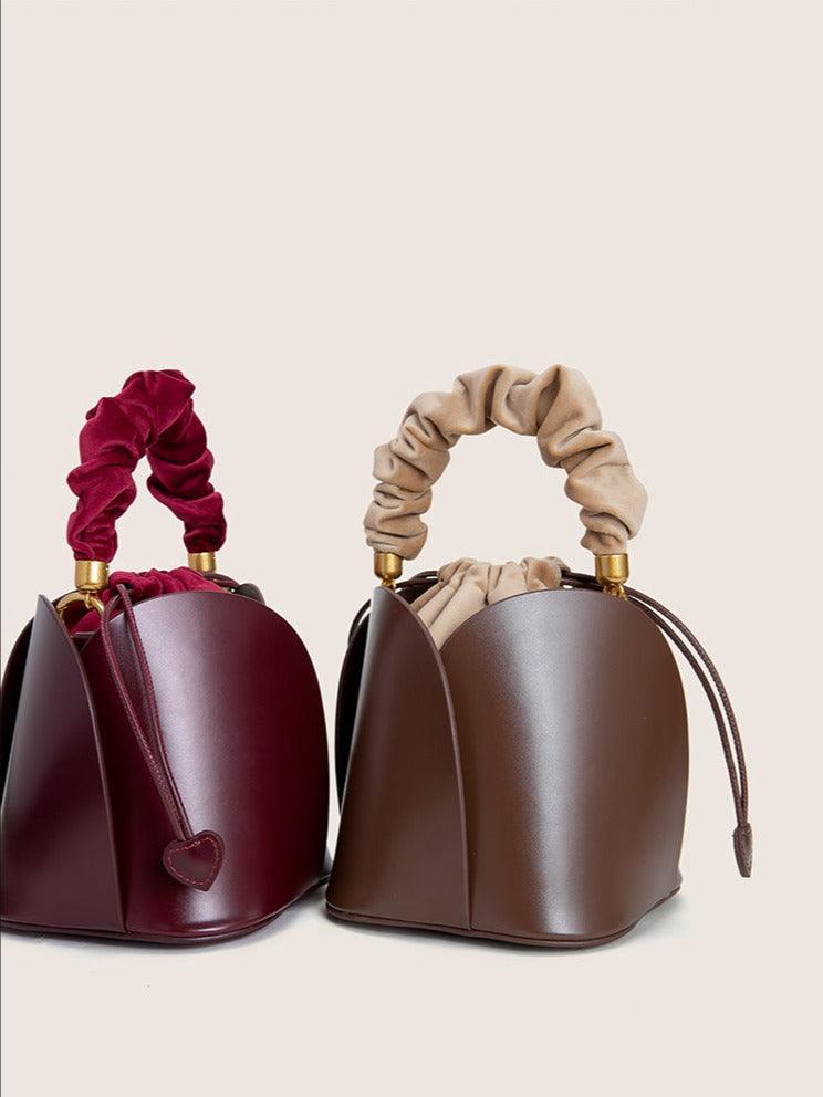 Petals Blossom Bucket Bag - Elegance Meets Function in Chic Cowhide Leather Shoulder Bag - Alexel Crafts