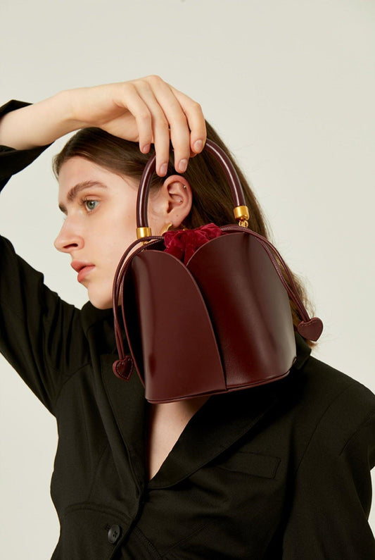 Petals Blossom Bucket Bag - Elegance Meets Function in Chic Cowhide Leather Shoulder Bag - Alexel Crafts