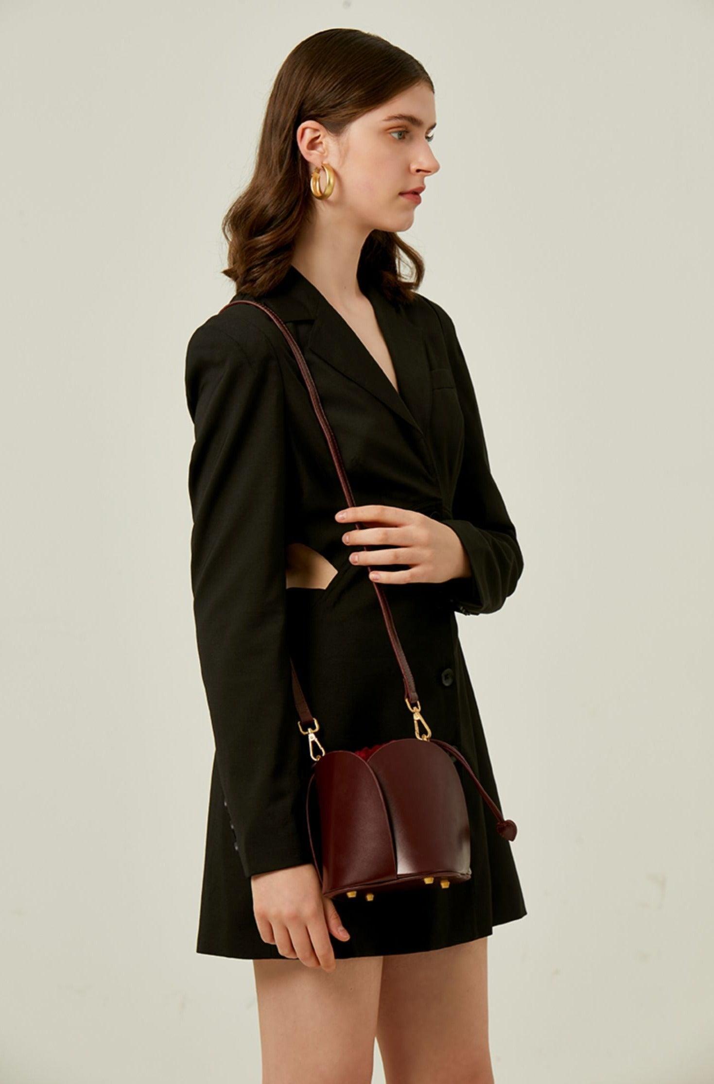 Petals Blossom Bucket Bag - Elegance Meets Function in Chic Cowhide Leather Shoulder Bag - Alexel Crafts