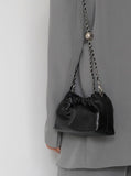 Pleated Cloud Chain Bag, Cowhide Small Silver Ball Minimalist Crossbody Bag - Alexel Crafts