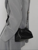 Pleated Cloud Chain Bag, Cowhide Small Silver Ball Minimalist Crossbody Bag - Alexel Crafts