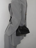 Pleated Cloud Chain Bag, Cowhide Small Silver Ball Minimalist Crossbody Bag - Alexel Crafts