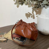 Pleated Cloud Chain Bag, Cowhide Small Silver Ball Minimalist Crossbody Bag - Alexel Crafts