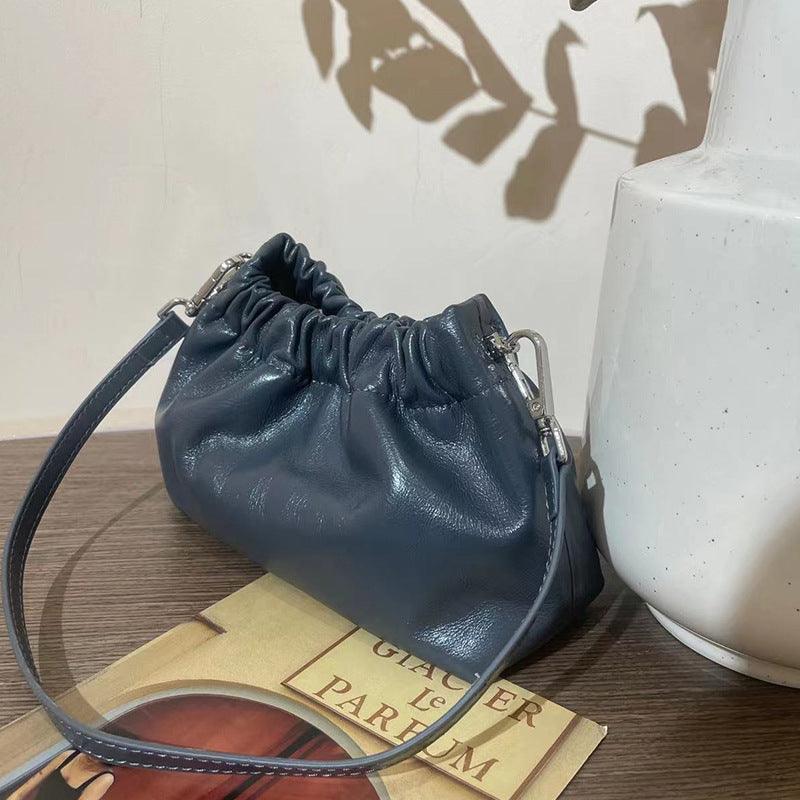 Pleated Cloud Chain Bag, Cowhide Small Silver Ball Minimalist Crossbody Bag - Alexel Crafts