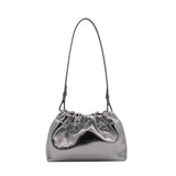 Pleated Cloud Chain Bag, Cowhide Small Silver Ball Minimalist Crossbody Bag - Alexel Crafts