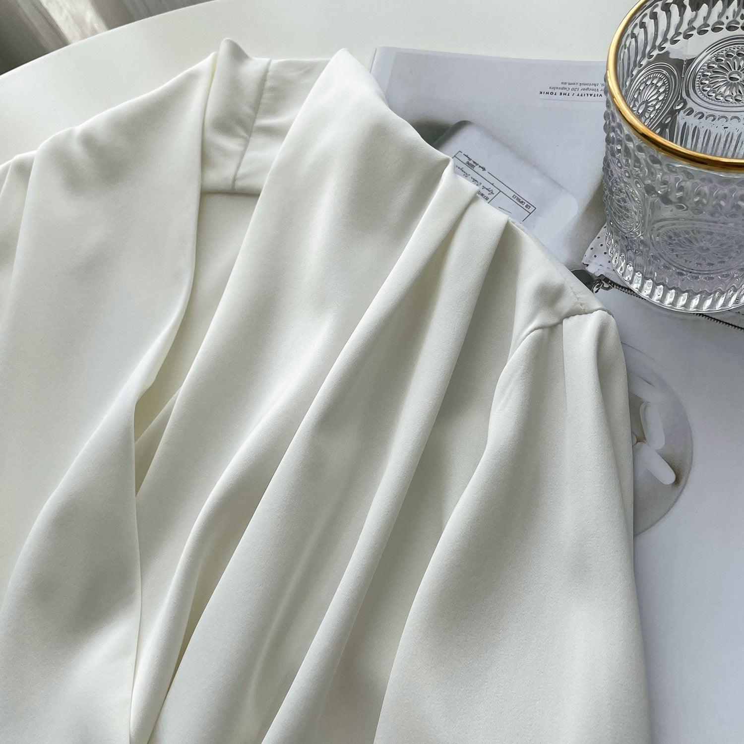 Timeless V-neck Satin Woven Blouse, Silk Satin Long Sleeves Shirt, Women Smart Casual Silky Top, Green Sleeve Blouse, Any Occassion, Gift - Alexel Crafts