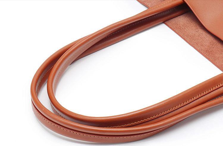 TOTE leather bag, Soft GENUINE leather bag, Large beige leather bag, Laptop, tablet bag, leather bag for books, leather shopper, Wine - Alexel Crafts