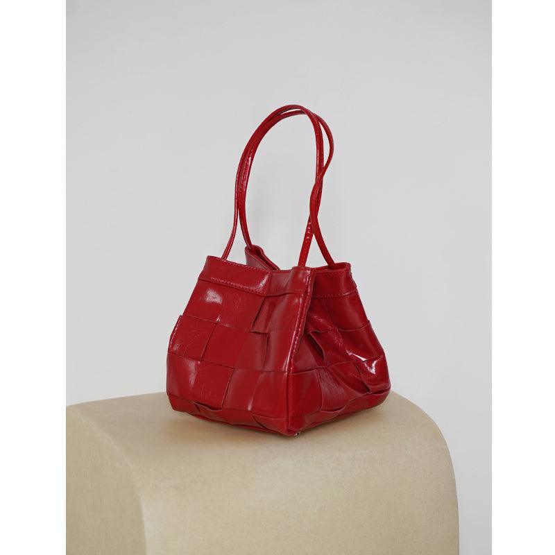 Women's Soft Luxurious Calfskin Leather Handwoven Bucket Shoulder Bag, Crossbody Bag - Alexel Crafts