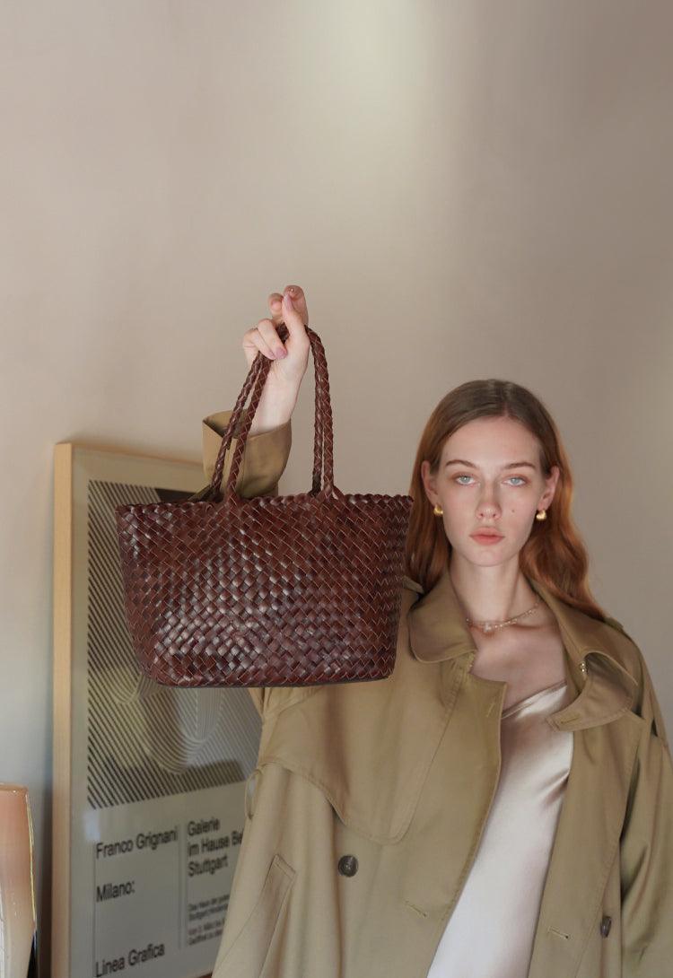 Woven leather bag, handmade full grain leather bag, Minimalist women's Bag, Handbag, Soft Leather Tote, Daily Bag, Gift for Her - Alexel Crafts