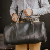 17 inch Hunter Black Brown Leather Weekend Bag, Women Leather Duffle Bag, Mens Travel Bag, Carry-On|Personalised Gift For Him/Her