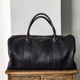 17-inch Hunter Black Brown Leather Weekend Bag, Women Leather Duffle Bag, Mens Travel Bag, Carry-On Bag, Leather Luggage, Leather Gym Bag, Black
