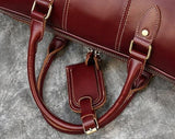 20 inches Leather Duffle Bag, Wine Red Travel Bag, Mens/Women's Leather Weekender Bag, Overnight Bag Full Grain Leather Holdall, Gym Bag