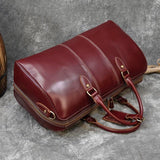 20 inches Leather Duffle Bag, Wine Red Travel Bag, Mens/Women's Leather Weekender Bag, Overnight Bag Full Grain Leather Holdall, Gym Bag
