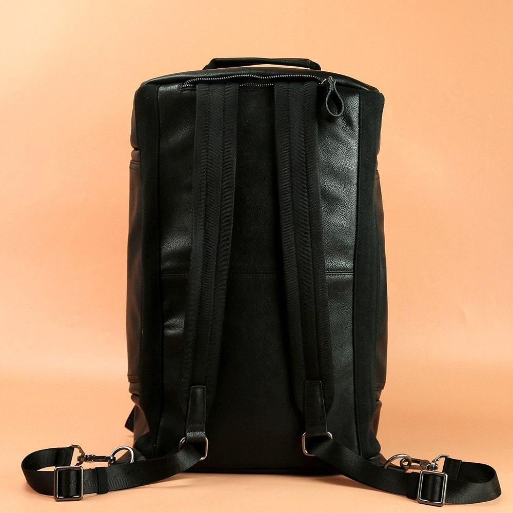 Black Leather Duffel Bag Women, Mens Leather Luggage Bag, Converse Backpack Weekender Bag, Unisex Travel Bag, Lifestyle Bag