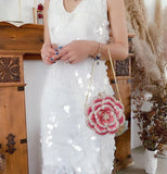 Bridal Wedding Clutch, Handcrafted Flower Clutch Bag Rhinestone Floral Party Bag, Floral Crystal Rhinestone Shoulder Bag, Luxury Evening Bag