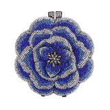 Bridal Wedding Clutch, Handcrafted Flower Clutch Bag Rhinestone Floral Party Bag, Floral Crystal Rhinestone Shoulder Bag, Luxury Evening Bag, blue