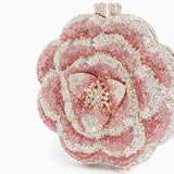 Bridal Wedding Clutch, Handcrafted Flower Clutch Bag Rhinestone Floral Party Bag, Floral Crystal Rhinestone Shoulder Bag, Luxury Evening Bag