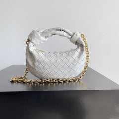 Chain Intrecciato Calfskin Shoulder Bag, Knotted Intrecciato Cowhide Leather Top Handle Bag, Must-have Fashion Lady Bag, Designer Bag Black, white Chain Intrecciato Calfskin Shoulder Bag, Knotted Intrecciato Cowhide Leather Top Handle Bag, Must-have Fashion Lady Bag, Designer Bag Black, white