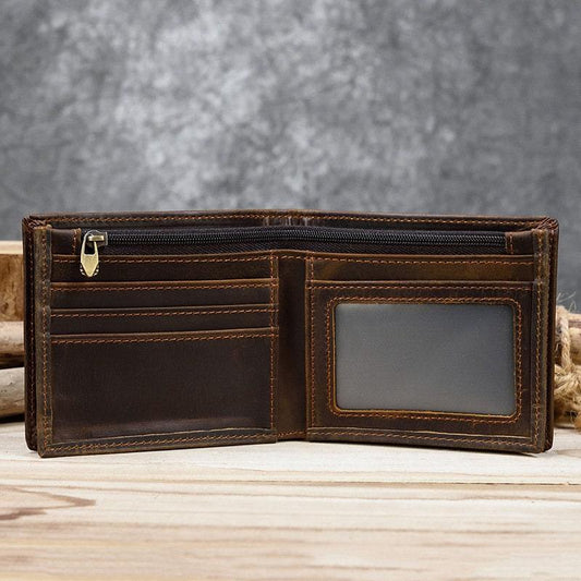 Classic Men's Full Grain Leather Wallet, Leather Coins Purse, Unisex Bifold Wallet, Great Gift Idea for Men Best Man Groomsmen Father's Day
