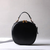 Cowhide Bags, Leather Women's Bags, Retro Bags, Shoulder Messenger Bags, Handbags, Fashionable Round Bags