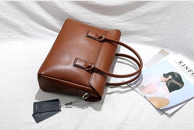 Black Leather laptop bag, Leather Briefcase for Women, 14 Inches Laptop Bag, Leather Work Tote, Business Shoulder Bag, Birthday Gift