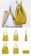 Cowhide Leather Tote Bag 3 in 1, Convertible Backpack, Lady Chic Handbag, Women Backpack Bag in Yellow/Black/Red/Coffee, Gift for Her Cowhide Leather Tote Bag 3 in 1, Convertible Backpack, Lady Chic Handbag, Women Backpack Bag in Yellow/Black/Red/Coffee, Gift for Her