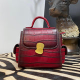 Crocodile pattern leather minimal Box crossbody bag, Crocodile box bag, crossbody bag, gift for women, everyday bag, Red/Brown/Green