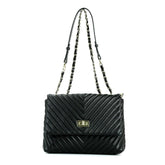 DIAMONDS ARE ETERNAL Alternative Max Lambskin Leather Shoulder Bag, Black Leather Designer Flap Bag, Convertible Women Crossbody Bag