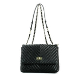 DIAMONDS ARE ETERNAL Alternative Max Lambskin Leather Shoulder Bag, Black Leather Designer Flap Bag, Convertible Women Crossbody Bag