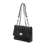 DIAMONDS ARE ETERNAL Alternative Max Lambskin Leather Shoulder Bag, Black Leather Designer Flap Bag, Convertible Women Crossbody Bag